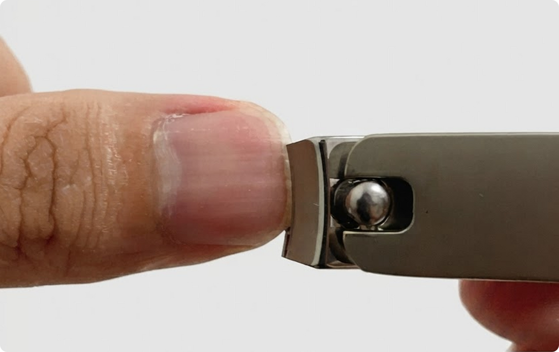 A clipper ready to clip nail